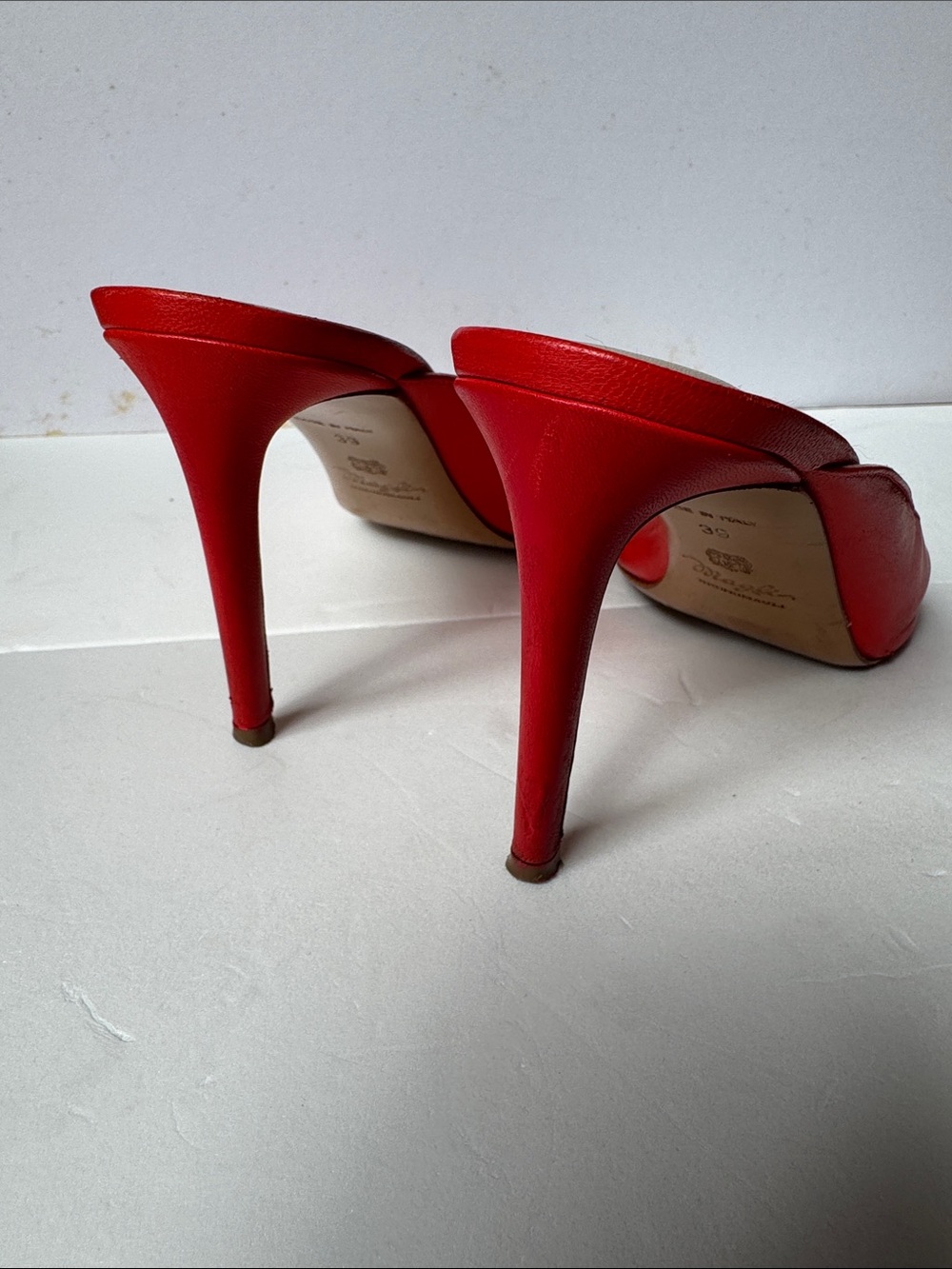 Bruno Magli leather mules with a gold-tone hardware plaque - Picture 9 of 10
